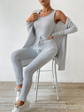 2pcs/set Women's Drawstring Vest Jumpsuit And Open Front Jacket
